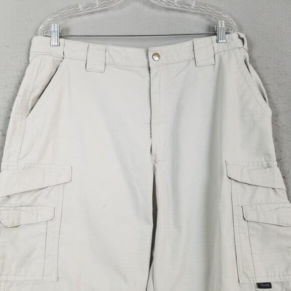 TRU-SPEC Cargo Pants Mens 36x32 Khaki Ripstop Tactical Utility Pockets Workwear - Picture 2 of 15